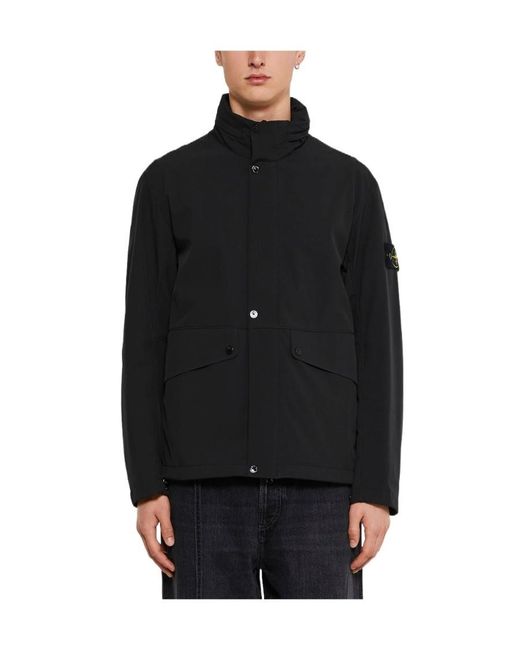 Stone Island Black Logo Patch Hooded Jacket for men