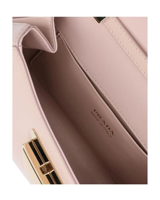Prada Pink Logo-Buckle Leather Shoulder Bag
