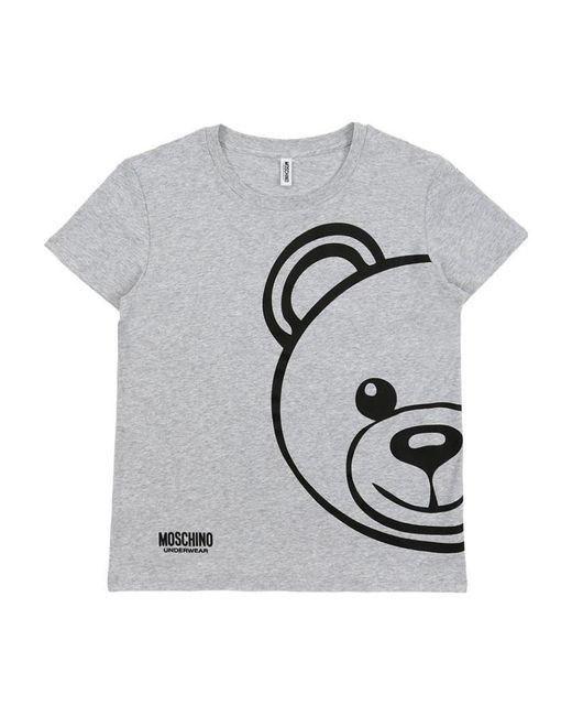 Moschino Gray Logo Details T-Shirt