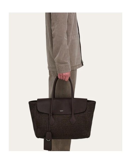 Ferragamo Black East-West Tote Bag (L)