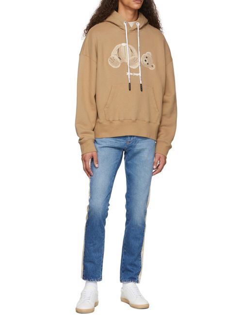 Palm Angels Natural Bear-Print Hoodie for men