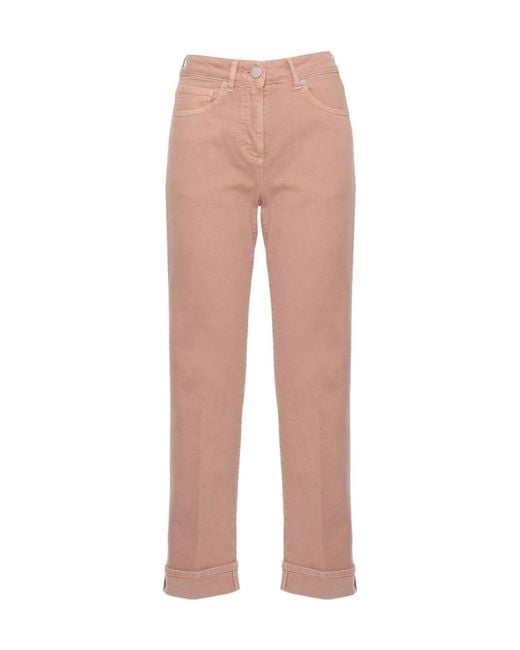 Peserico Pink Cuffed Straight-Leg Jeans