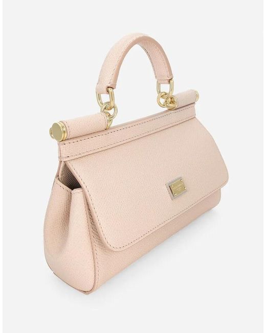 Dolce & Gabbana Pink Small Sicily Leather Tote Bag