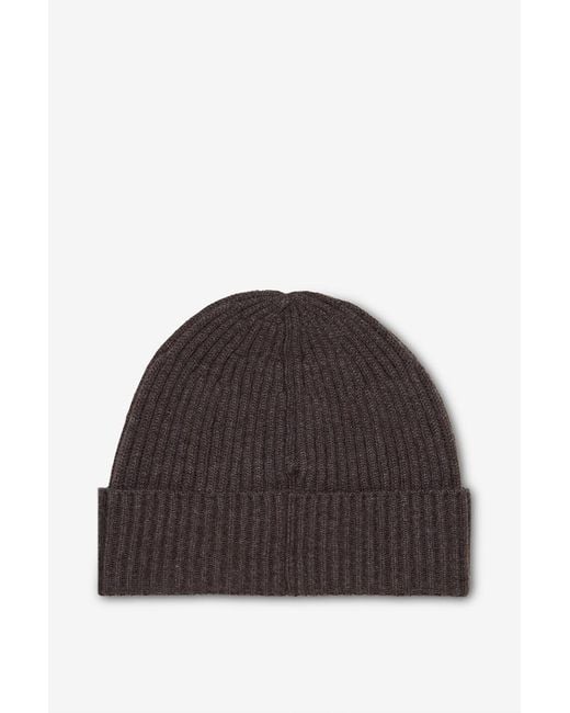 Brunello Cucinelli Brown Ribbed Knit Hat for men