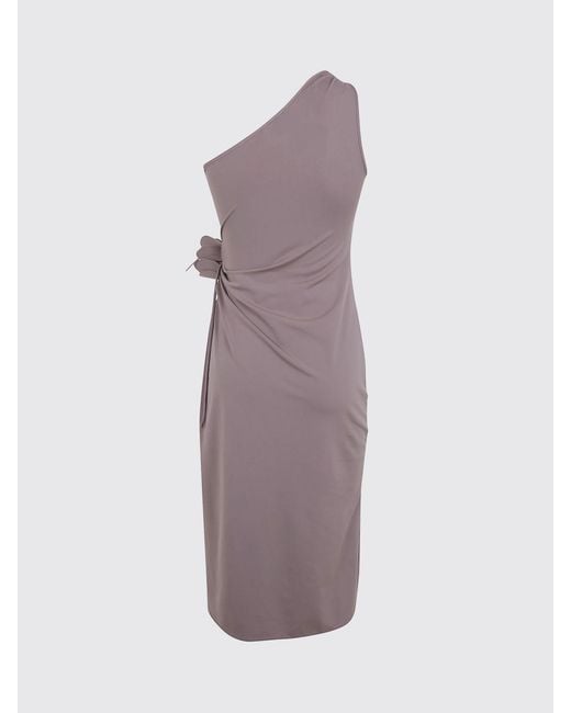 Coperni Purple One-Shoulder Flower Midi Gown Dress
