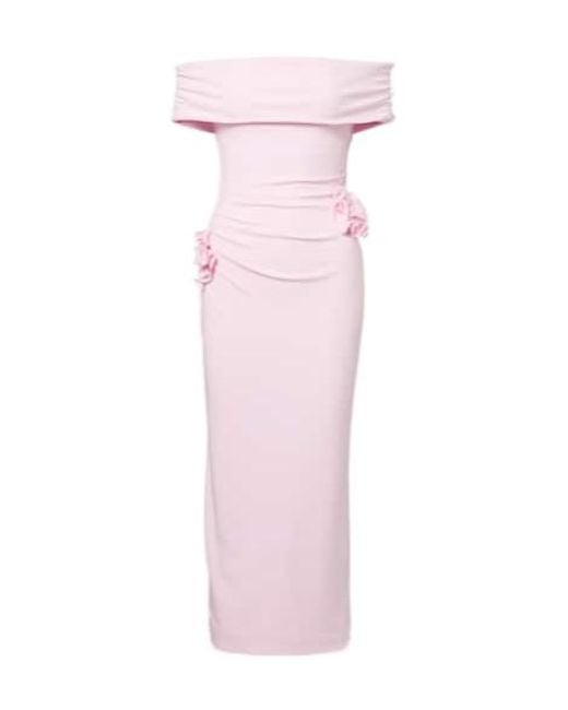 Roland Mouret Pink Floral-Appliqué Jersey Midi Dress