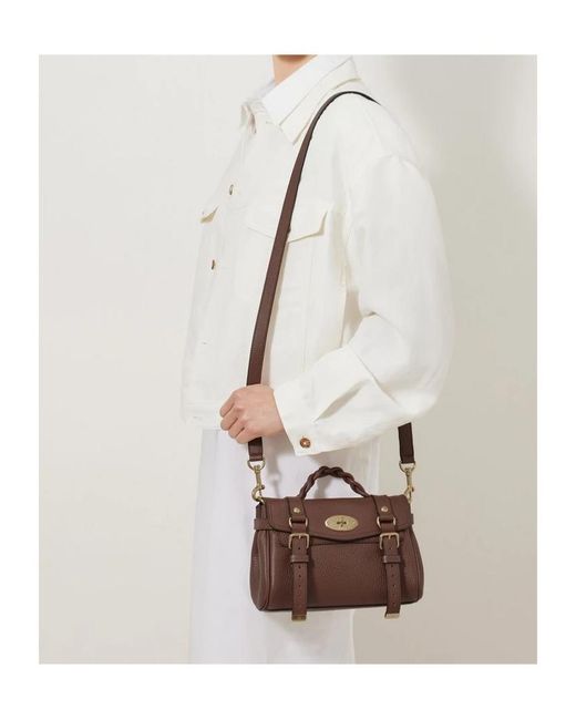 Mulberry Brown Alexa Buckled Mini Crossbody Bag