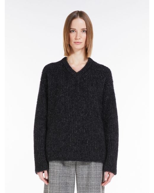 Max Mara Black Rib Knitted Wool Sweater