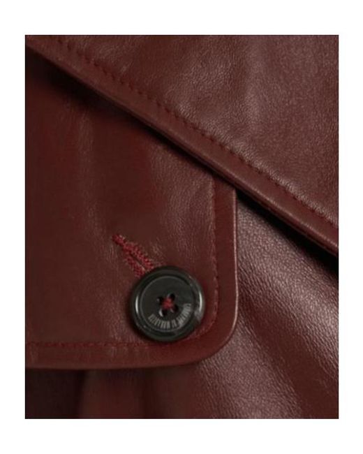 GIUSEPPE DI MORABITO Purple Double-Breasted Leather Trench Coat