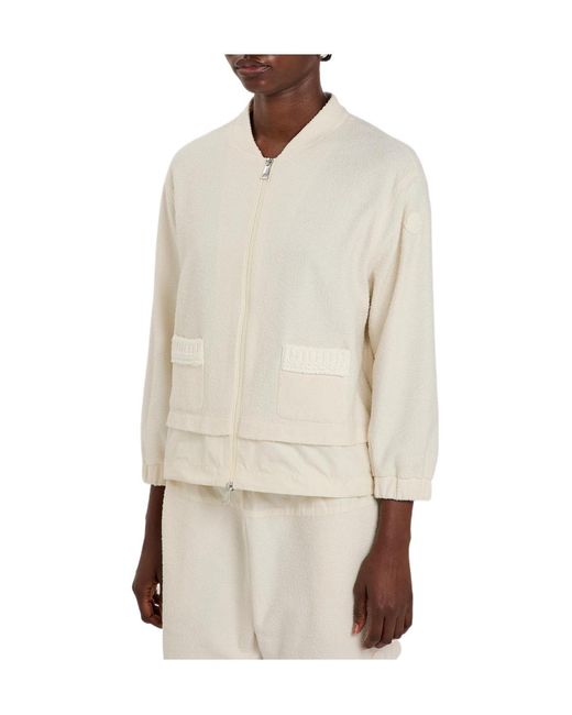 Moncler White Logo-Appliquéd Layered Bouclé Cardigan