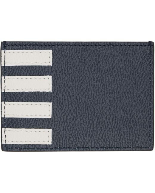 Thom Browne Black Side 4-Bar Stripe Card Holder for men