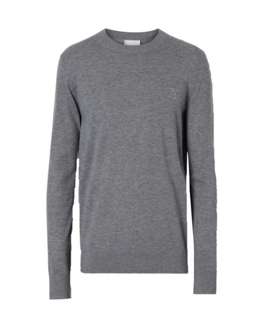 Burberry Gray Monogram Motif Short Style Pullover for men