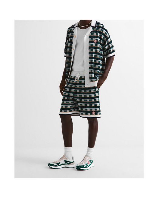 Casablanca Green Crochet Mosaic Shorts for men