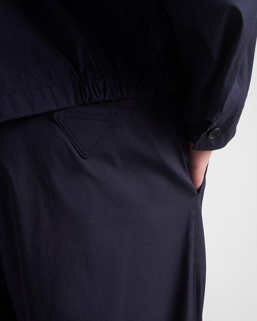 Prada Blue Stretch Poplin Pants for men