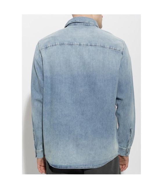 DIESEL Blue Long-Sleeve Denim Shirt for men