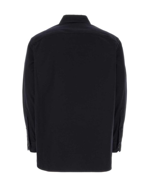 Valentino Blue Vlogo Plaque Straight Hem Shirt for men