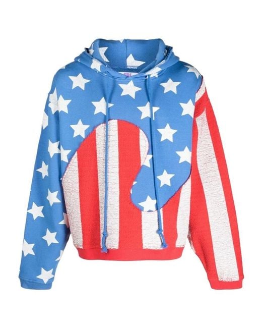 ERL Blue Stars And Stripes Swirl Sweatshirt for men
