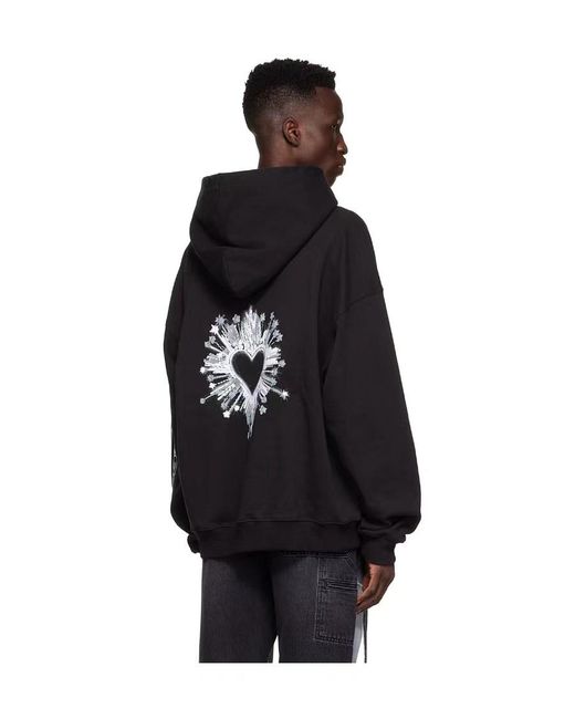 we11done Black Cotton Hooded Sweater for men