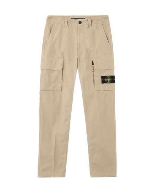 Stone Island Natural Regular-Fit Cargo Trousers With Snap And Zip Pockets for men