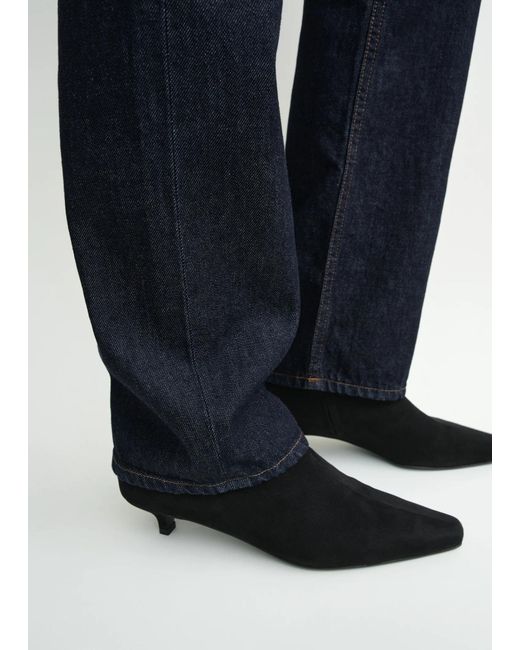 Totême  Black Totême Slim Ankle Kitten-Heel Boots