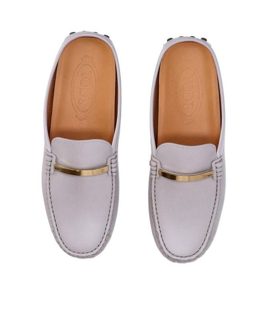 Tod's White Logo Engraved Slip-On Sandals