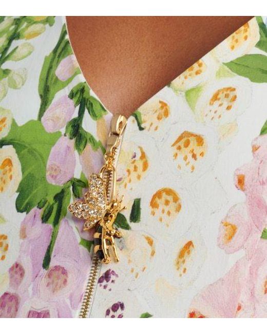 Oscar de la Renta White Floral Poplin Cocktail Dress