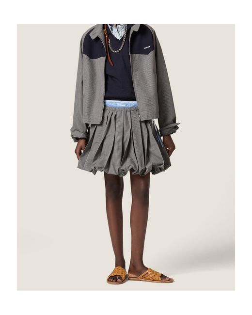Miu Miu Gray Gingham Check Blouson Jacket