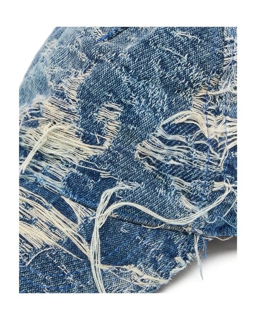 DIESEL Blue C-Assidy Distressed Denim Baseball Cap for men