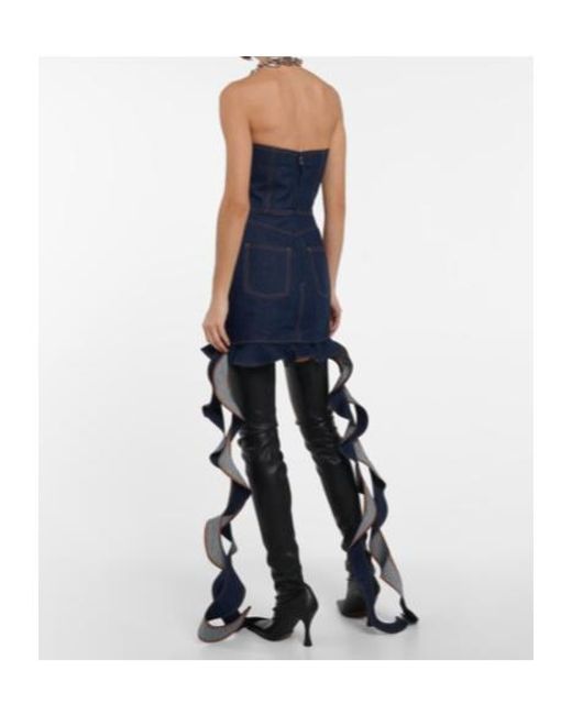 David Koma Blue Corset Denim Minidress