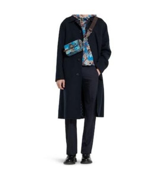 Gucci Blue Collared Double-Breasted Coat for men