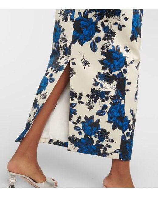 Emilia Wickstead Blue Yulie Floral Taffeta Midi Dress