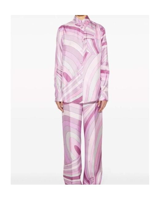 Emilio Pucci Purple Iride-Print Silk Shirt