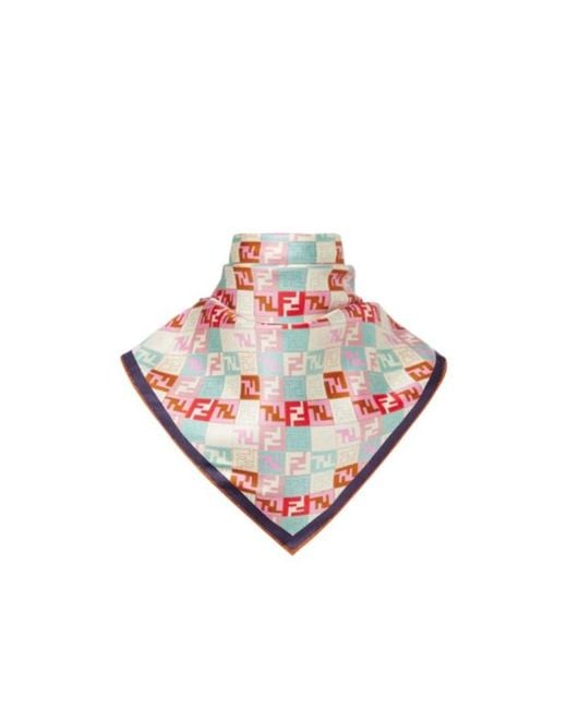 Fendi Pink Ff-Pattern Square Scarf