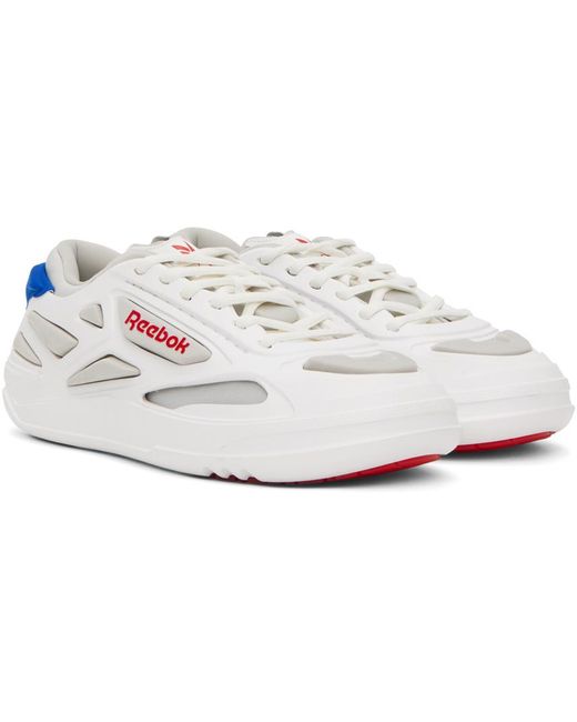 Reebok White Round Toe Low-Top Sneakers for men