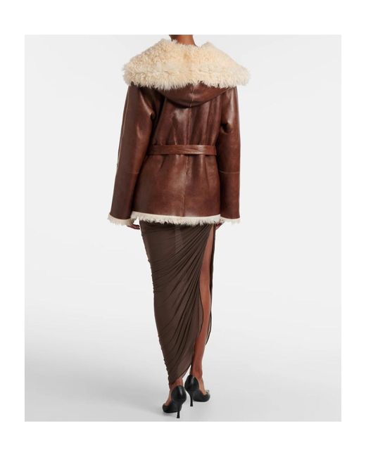Magda Butrym Brown Long-Sleeved Leather Jacket