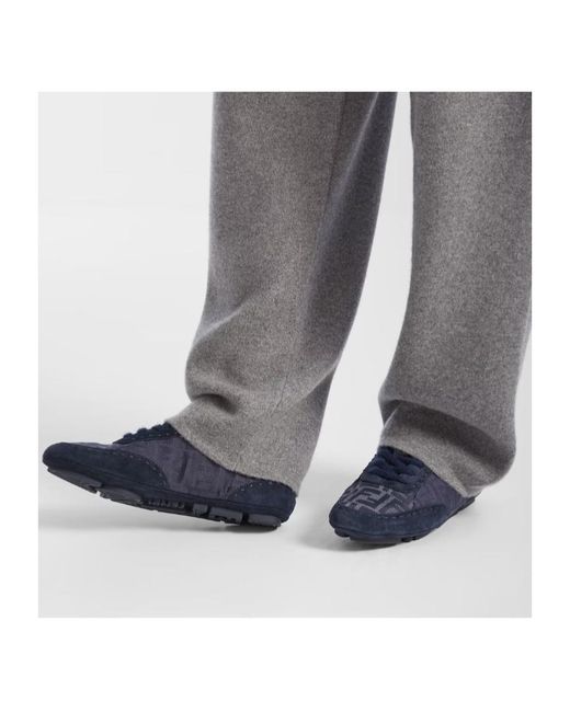 Fendi Blue Fit Lace-Up Sneakers for men