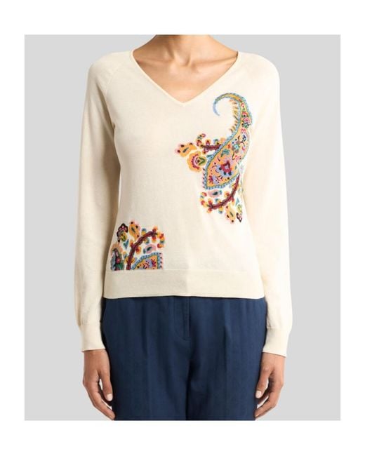 Etro Natural Paisley-Motif Long-Sleeved T-Shirt