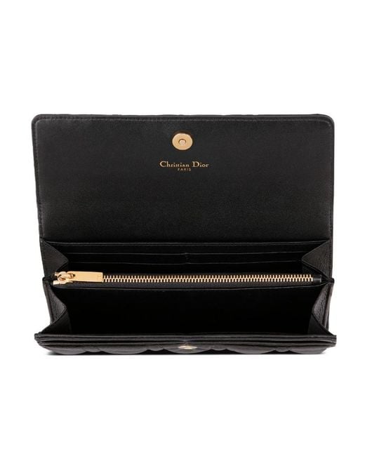 Dior Black Caro Orchid Long Wallet