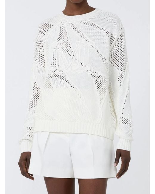 Max Mara White Salvo Embroidered Jumper