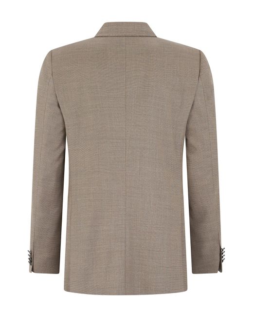 Boss Brown Double-Breasted Wool-Blend Blazer for men