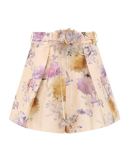 Zimmermann Natural Luna Tuck Shorts
