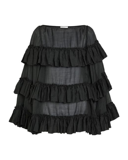 Dries Van Noten Black Charlice Ruffled Ramie Top