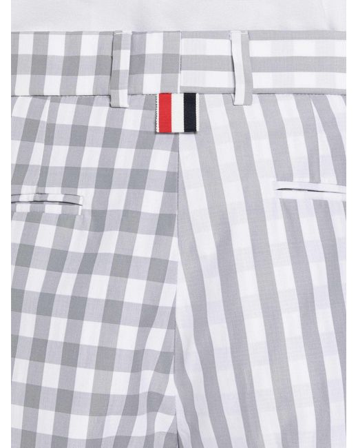 Thom Browne White Gingham Check Tailored Shorts