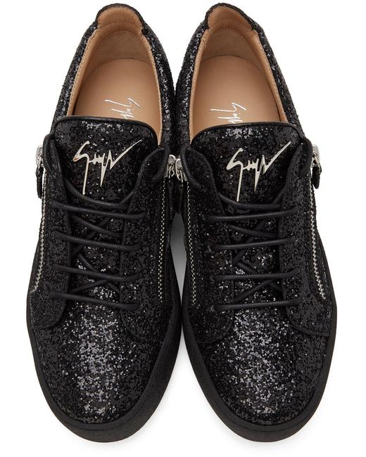 Giuseppe Zanotti Black Strass Glitter-Detail Sneakers for men