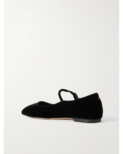 Aeyde Black Velvet Mary Jane Ballet Flats