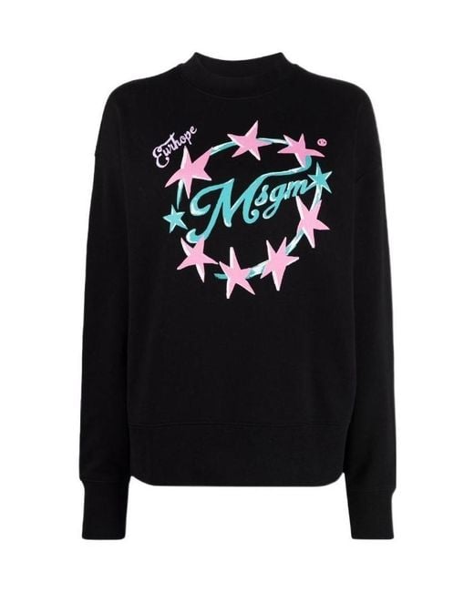 MSGM Black Logo-Print Sweatshirt