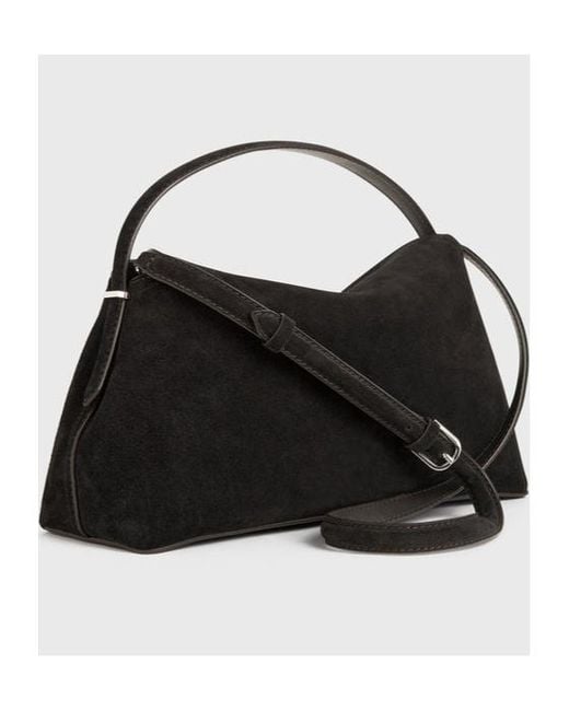 Totême Black Totême Logo Plaque Foldover Top Shoulder Bag
