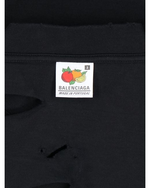 Balenciaga Black Logo Printed Distressed T-Shirt for men