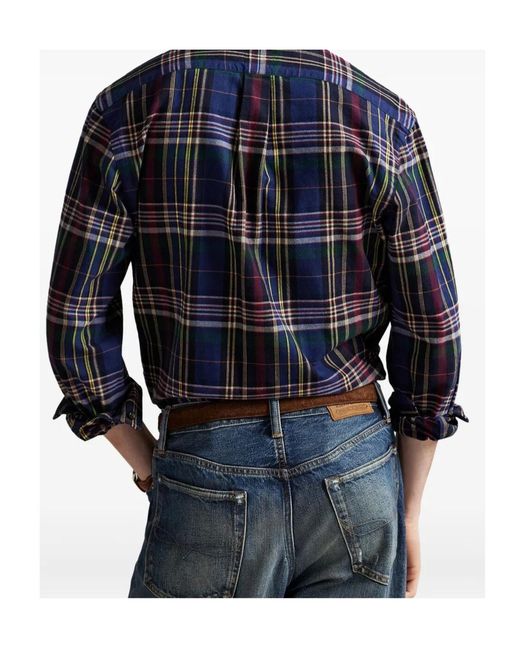 Polo Ralph Lauren Blue Checked Long-Sleeved Shirt for men