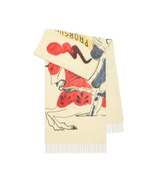 Burberry White Watercolour Knight Cashmere Scarf